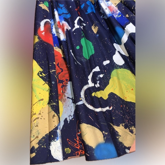 NWT Ralph Lauren Purple Label MAQUIRE Cotton Satin Artist Paint Splatter Skirt 6 - Picture 6 of 13